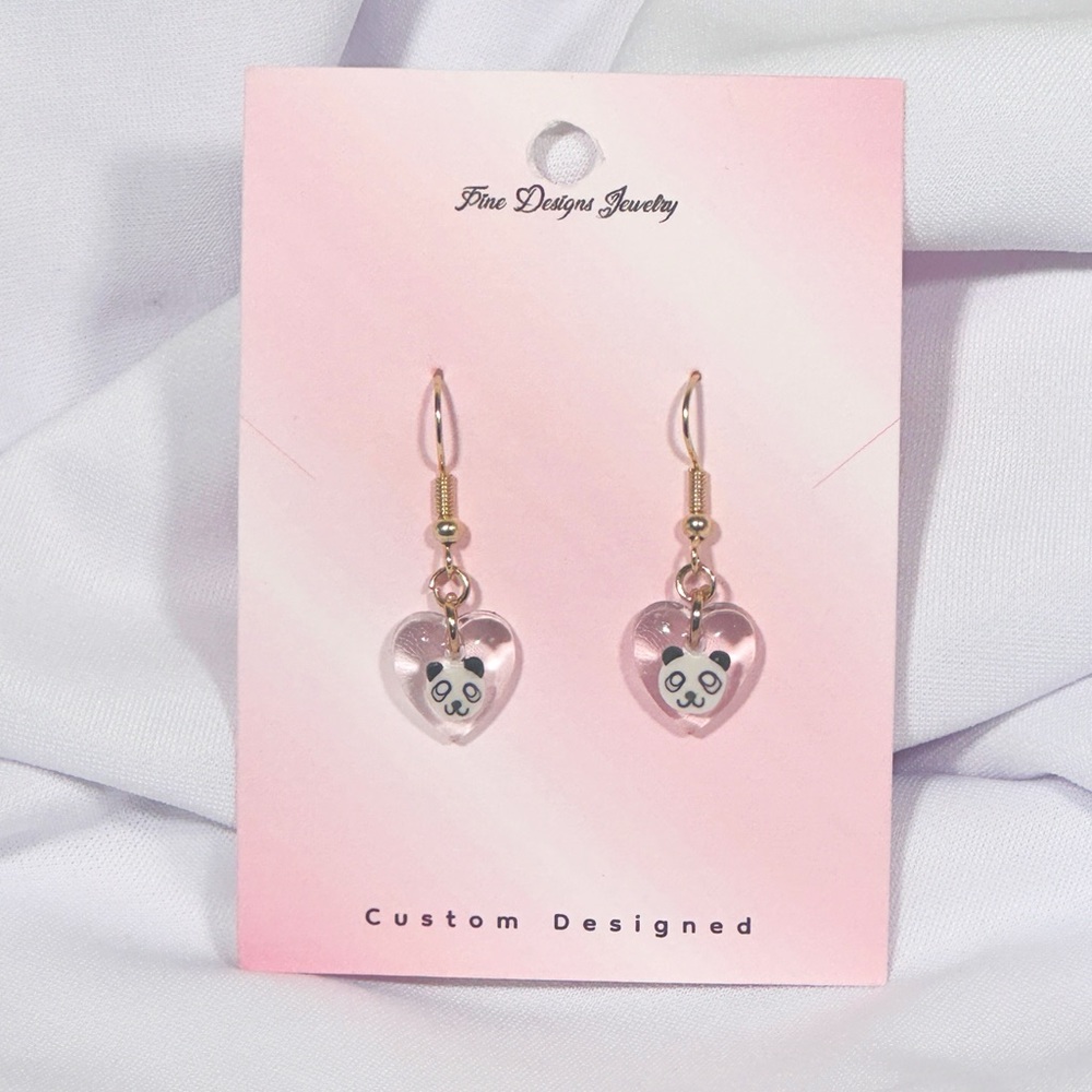 🐼18K Gold Panda Heart Earrings🐼